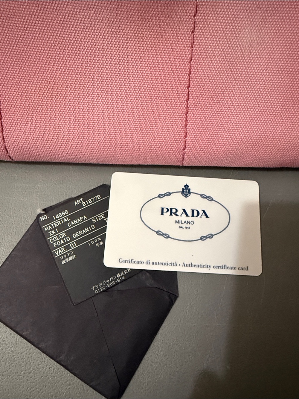 💯Authentic PRADA CANAPA Pink Canvas Logo Tote - Picture 16 of 17
